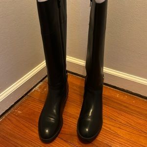 Ralph Lauren black leather riding boots.